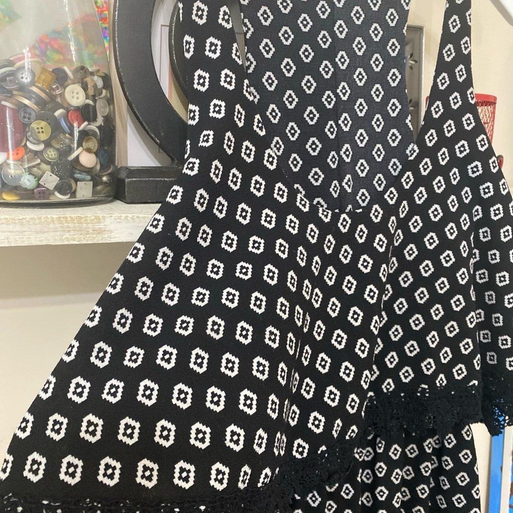 R2D Black and White Aztec Diamond Print Dress Black White Medium Maxi Dress M